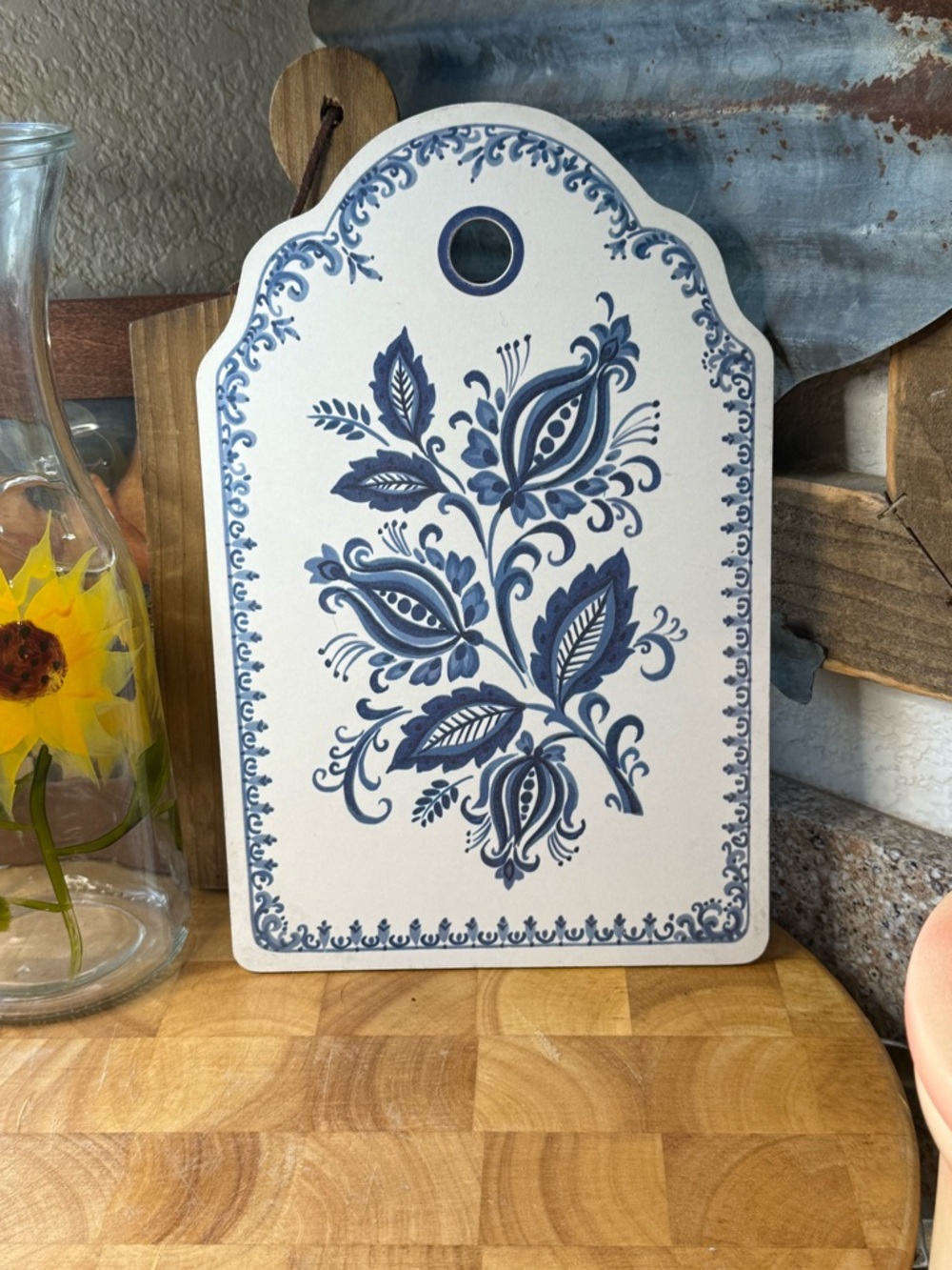 Vintage West Germany Ricolor Blue Floral Serving/Cutting Board Cortage Decor